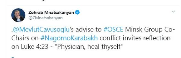 “Исцели самого себя” — совет главы МИД Армении турецкому министру