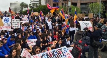 Акция протеста перед консульством Азербайджана в Лос- Анджелесе