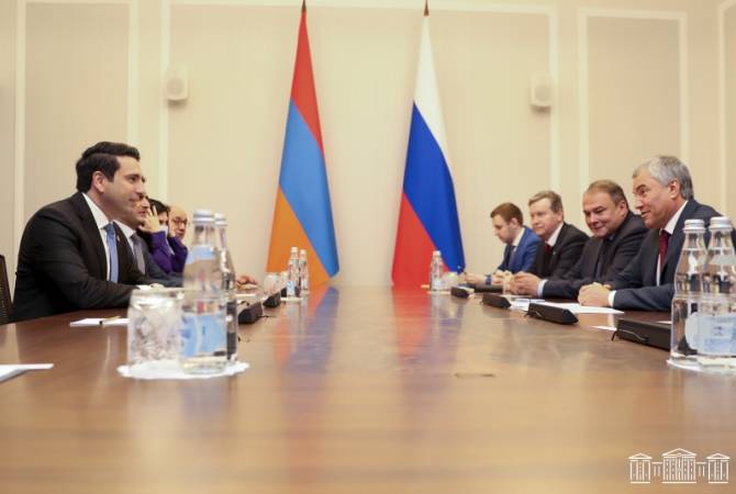 Володин: России и Армении нужно согласие по общим вопросам на международных площадках