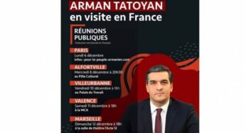 Арман Татоян во Франции встретится с рядом должностных лиц