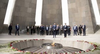 Председатель Парламента Грузии посетил Мемориальный комплекс Цицернакаберда