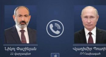 Никол Пашинян и Владимир Путин обсудили ситуацию вокруг Нагорного Карабаха