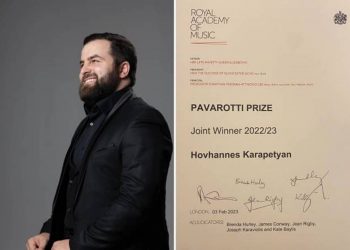 Оперный певец Ованнес Карапетян удостоен премии «Паваротти» Королевской академии музыки Лондона