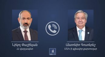 Никол Пашинян провел телефонный разговор с генеральным секретарем ООН