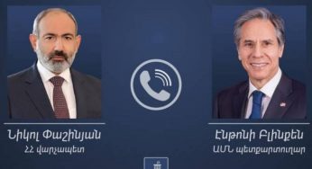 Премьер-министр Пашинян провел телефонный разговор с Энтони Блинкеном